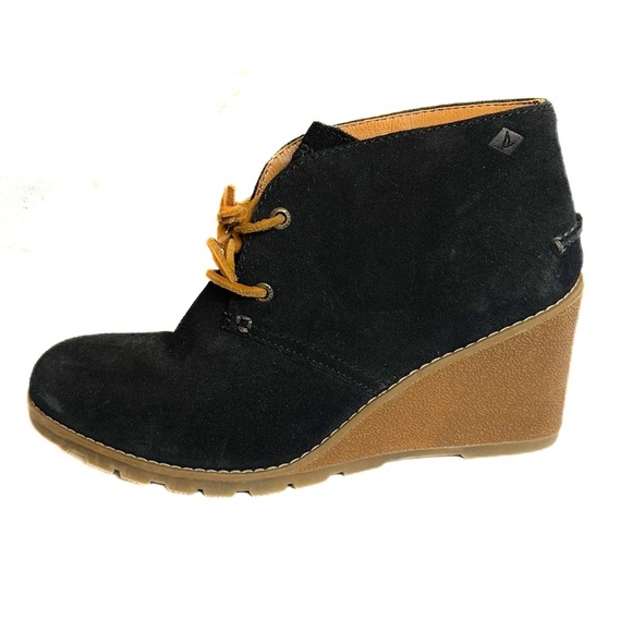 Sperry Celeste Prow Wedge suede lace up wedge Ankle Boots 7.5 ❤️ - Picture 1 of 6